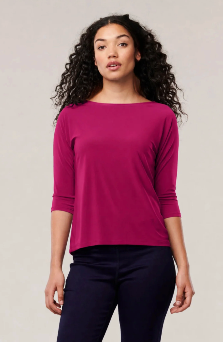 Helene Clarkson Design SOUSA PINK Wrinkle-Free Boat Neck Top
