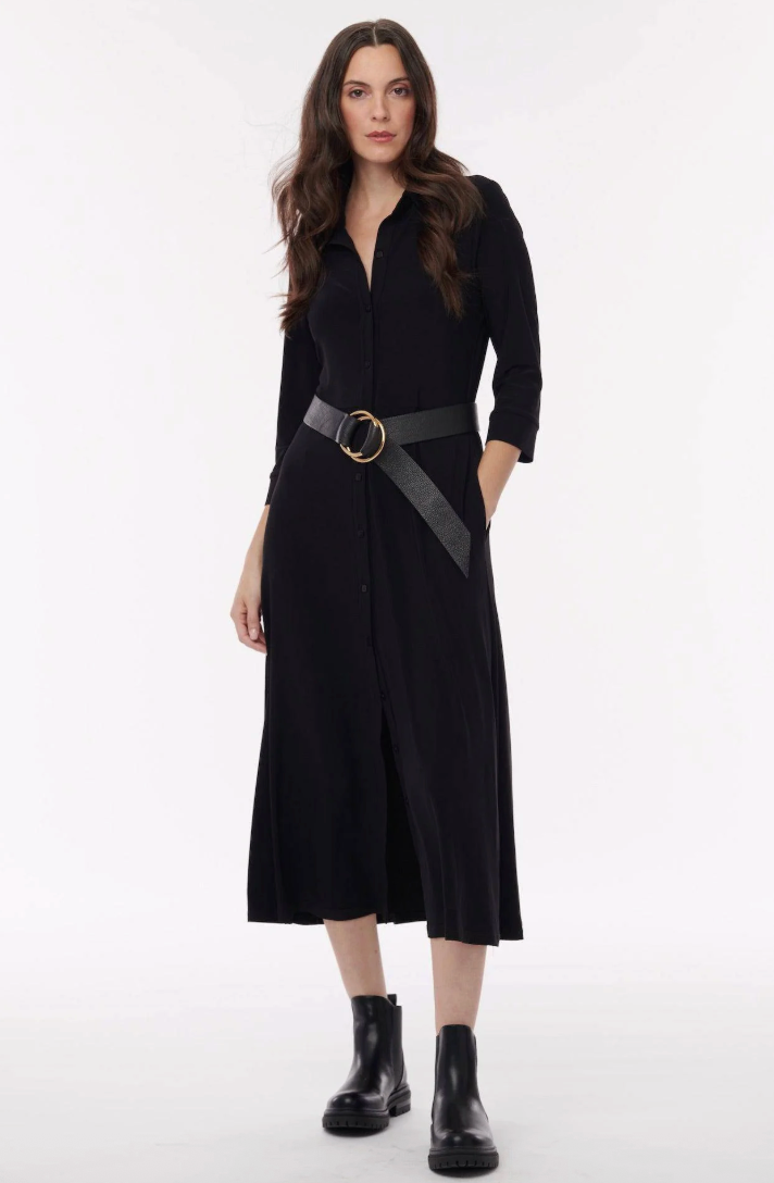 Helene Clarkson Design CAMROSE BLACK Wrinkle-Free 3/4 Sleeve Maxi Dress