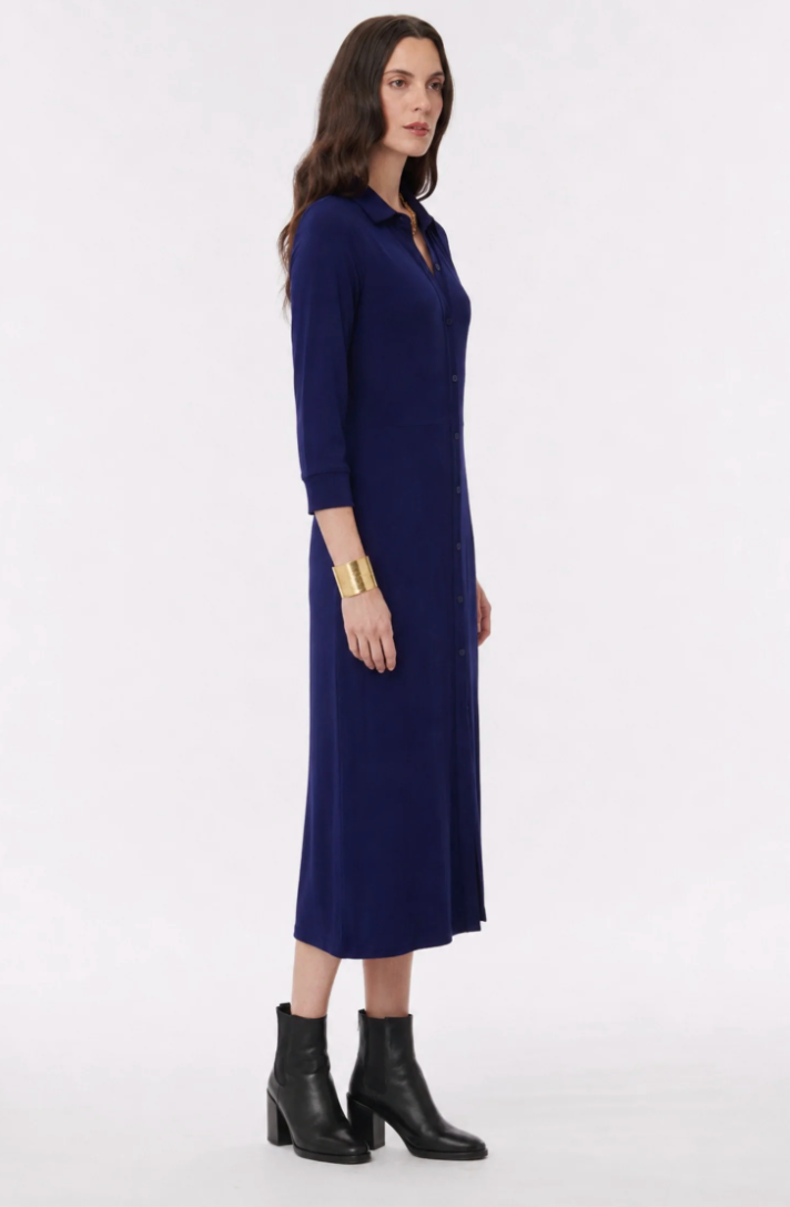 Helene Clarkson Design CAMROSE LAPIS Wrinkle-Free 3/4 Sleeve Maxi Dress