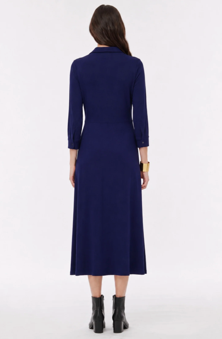 Helene Clarkson Design CAMROSE LAPIS Wrinkle-Free 3/4 Sleeve Maxi Dress