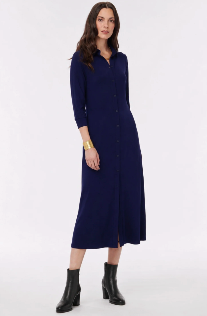 Helene Clarkson Design CAMROSE LAPIS Wrinkle-Free 3/4 Sleeve Maxi Dress