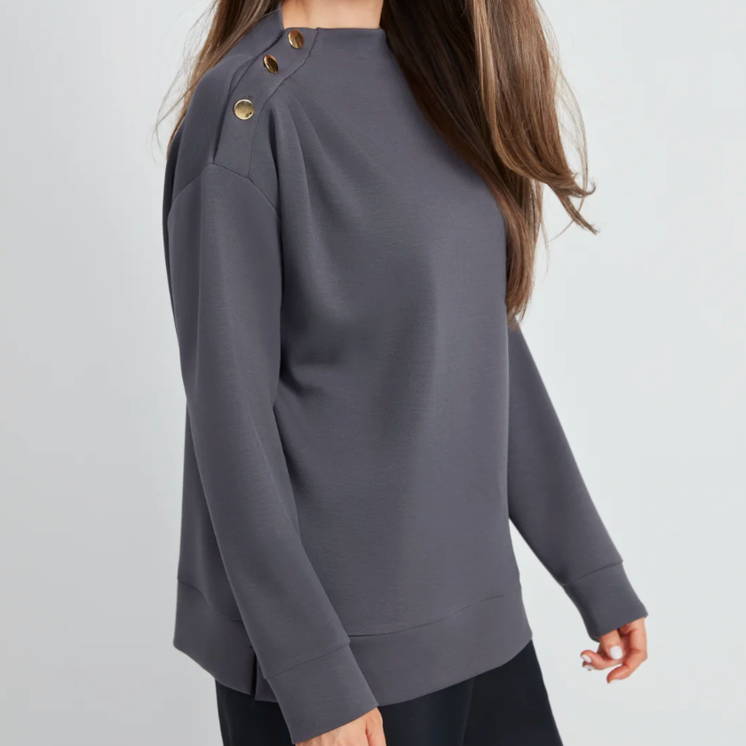 UP! Pants - Slate Grey 3-Button Top