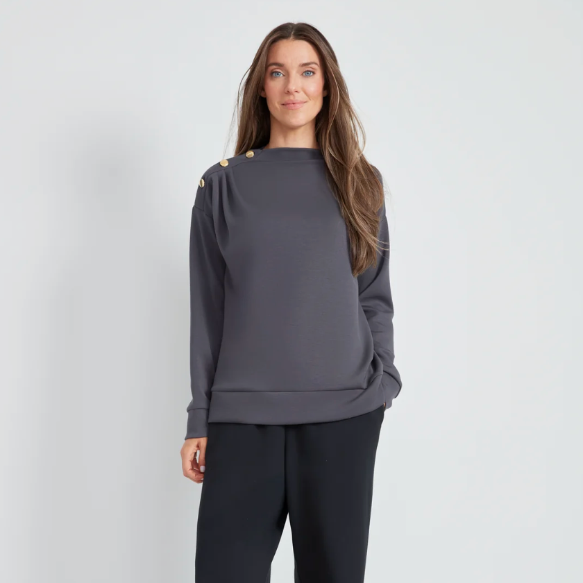 UP! Pants - Slate Grey 3-Button Top