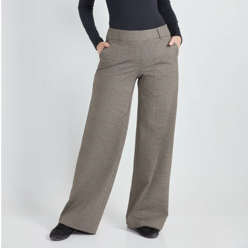 UP! Pants - Ponte Wide Leg Chester Plaid Pants
