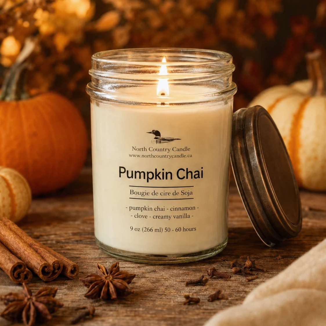 North Country Candle - PUMPKIN CHAI Soy Wax Candle with Copper Lid