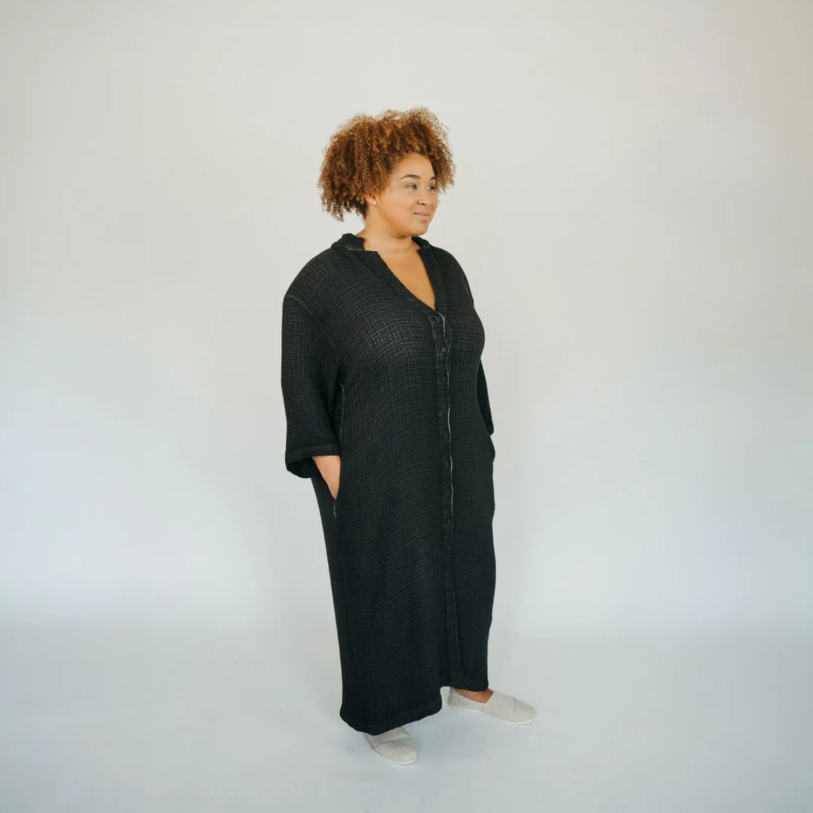 Pokoloko - 4 Layer Crinkle Shirt Dress with Buttons