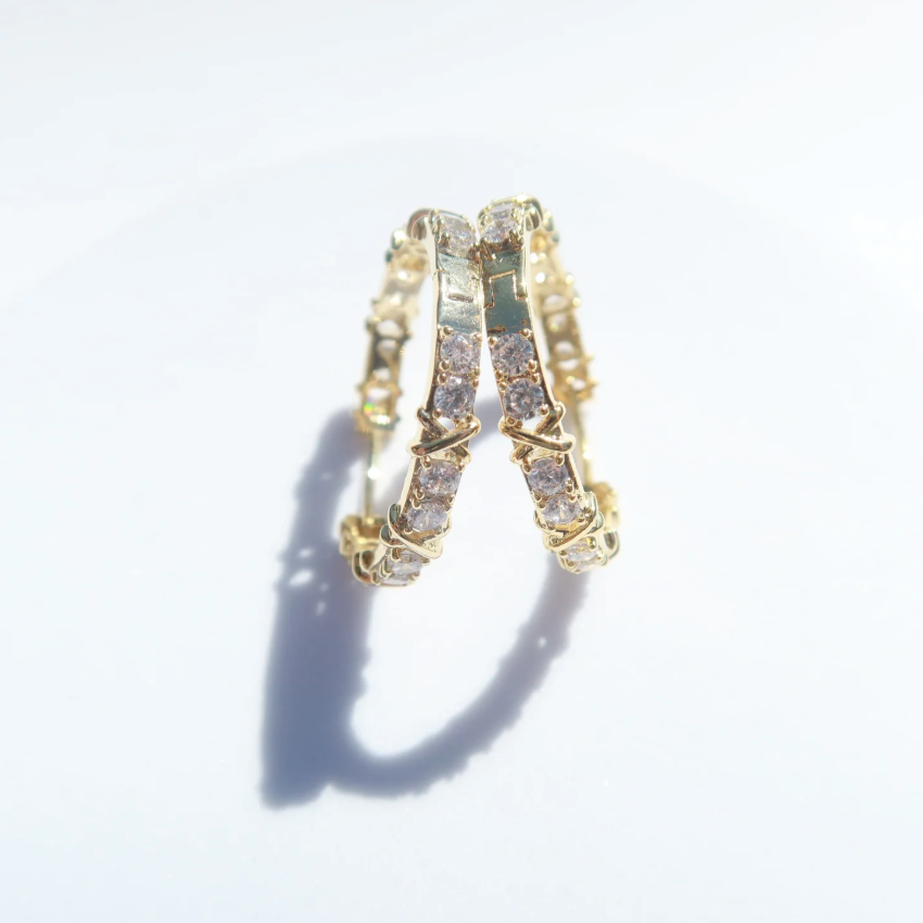 Wild Heart Collective - Aura Crystal Crisscross Hoop Earrings