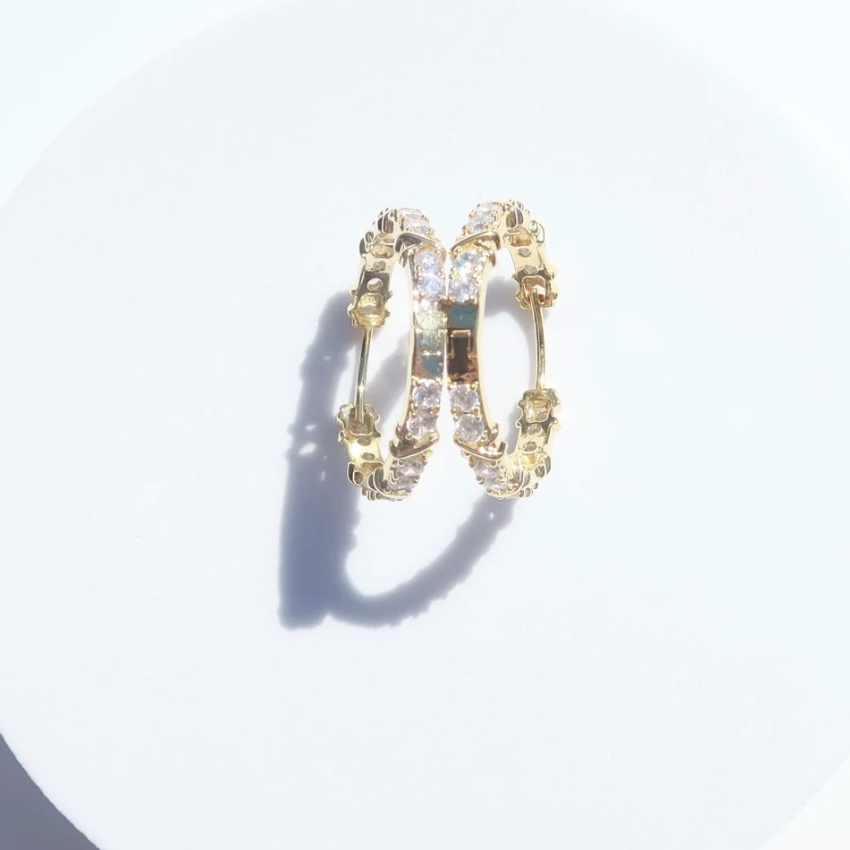 Wild Heart Collective - Aura Crystal Crisscross Hoop Earrings
