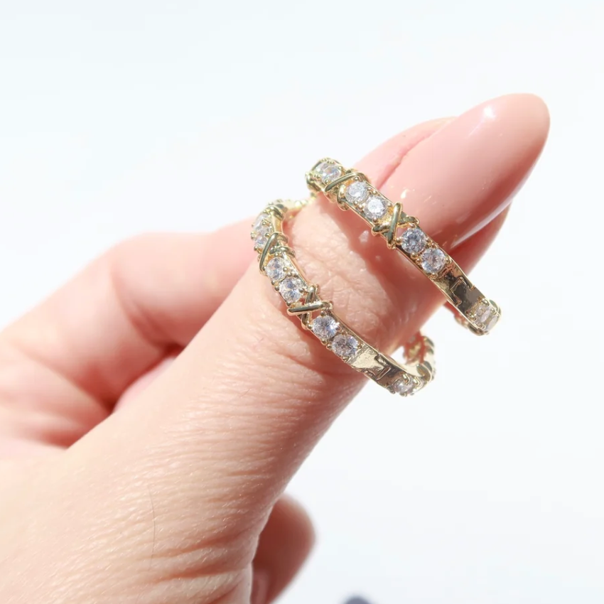 Wild Heart Collective - Aura Crystal Crisscross Hoop Earrings
