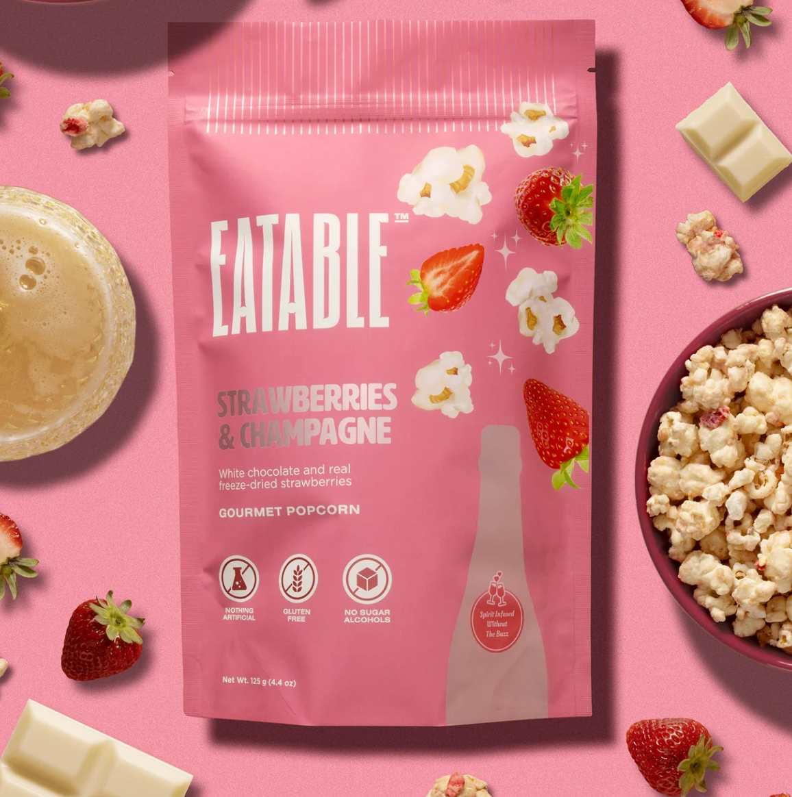 EATABLE Gourmet Popcorn - Strawberries & Champagne