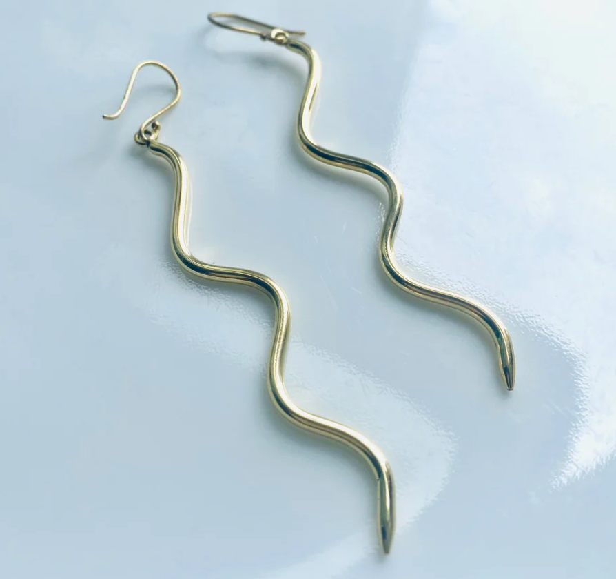 Love Not Fear SERPENTINE Brass Earrings