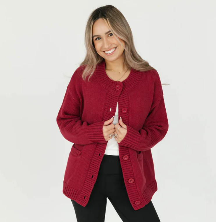 Smash & Tess BIG HEART Cardigan in Berry