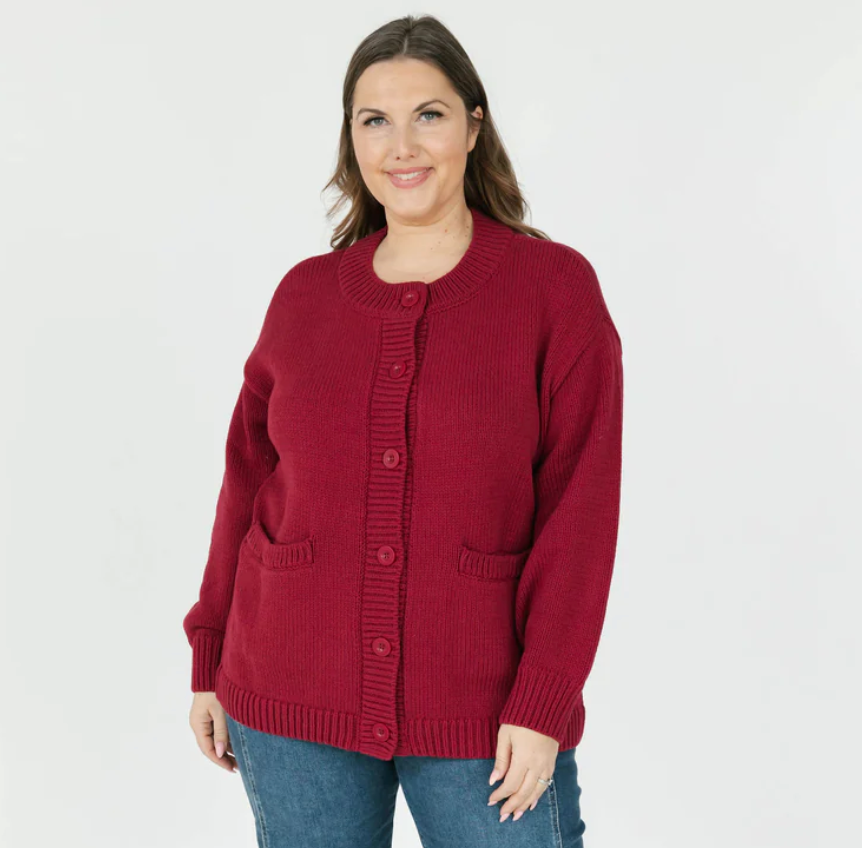 Smash & Tess BIG HEART Cardigan in Berry