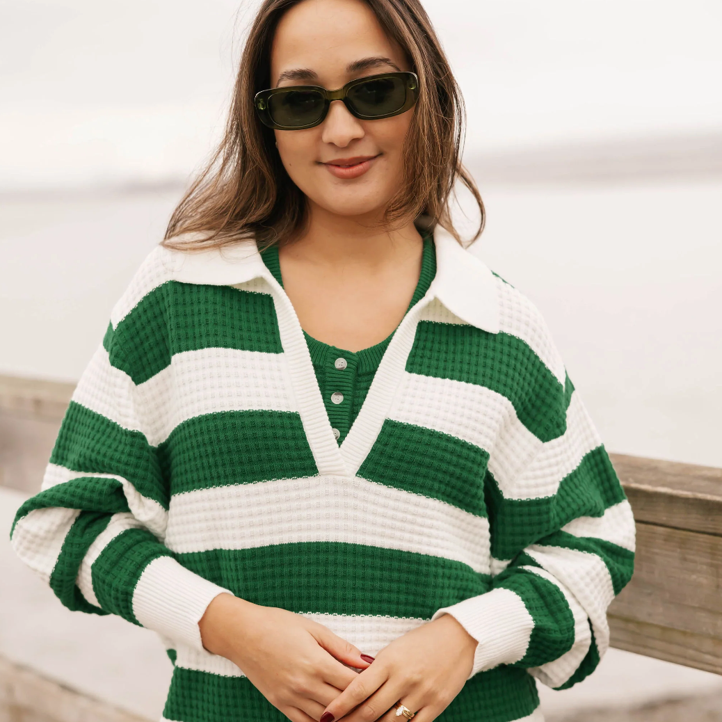 Smash & Tess MEGAN Waffle Sweater - Blooming Green