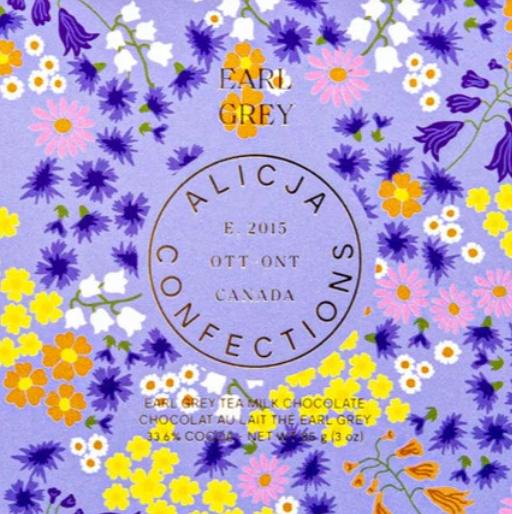 Alicja Confections - Earl Grey Postcard Milk Chocolate Bar