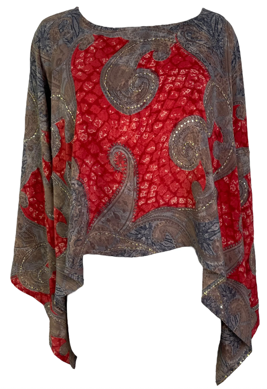 sariKNOTsari Avatar Pure Silk Capelet Poncho