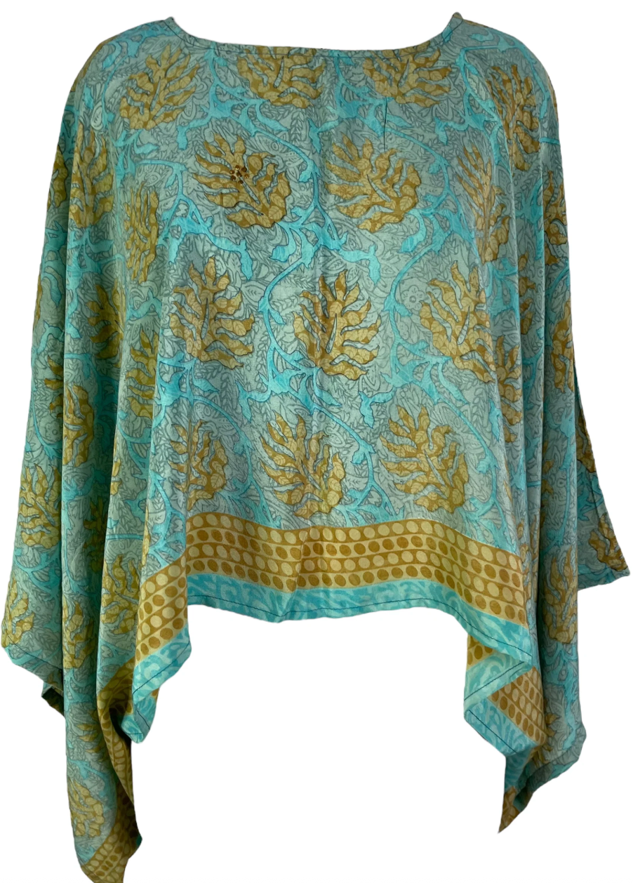 Bohemian turquoise top with floral pattern, screenshot August 10, 2025.