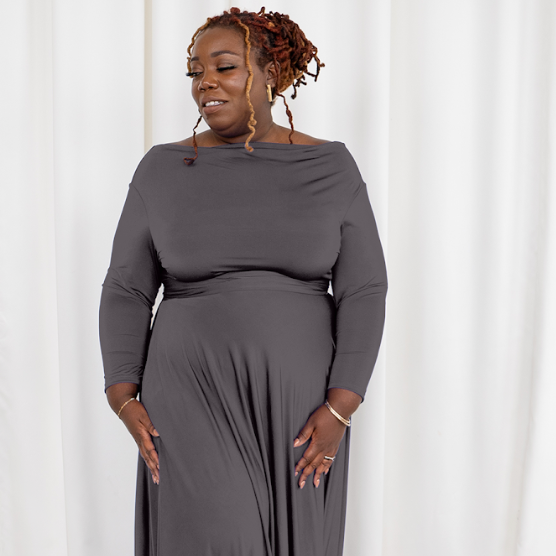 HENKAA Iris Maxi Dress - Charcoal Grey