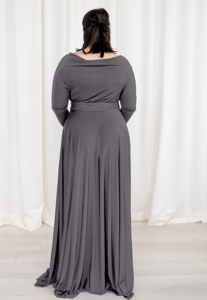 HENKAA Iris Maxi Dress - Charcoal Grey