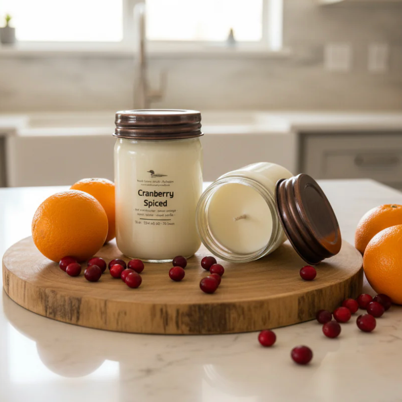 North Country Candle - CRANBERRY SPICED Candle with Copper Lid