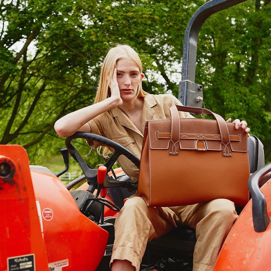 Oakbark & Chrome STABLE Tote in Brindle & Teak