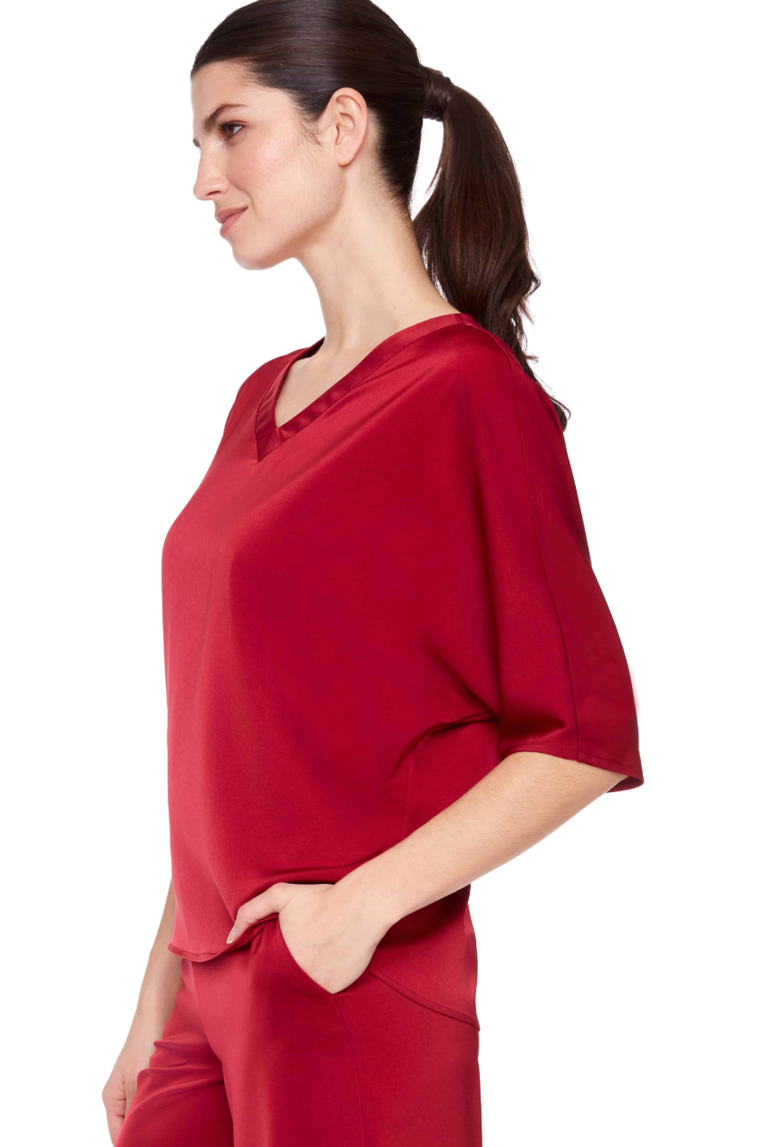 UP! BELIZE Satin V-Neck T-Shirt