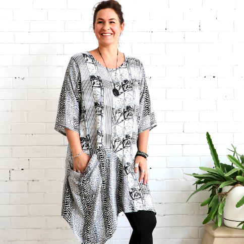 sariKNOTsari Avatar Pure Silk Self Pocket Tunic Dress