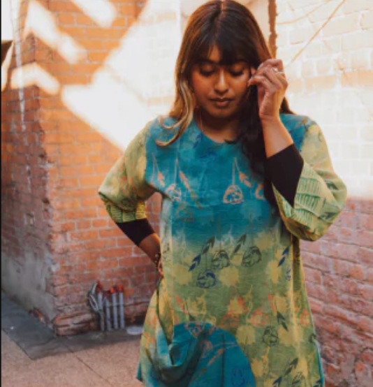 sariKNOTsari Avatar Pure Silk Self Pocket Tunic Dress