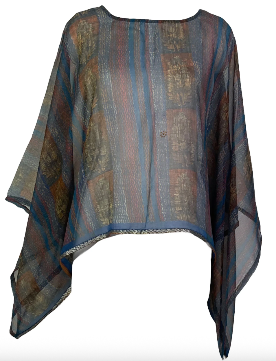 sariKNOTsari Avatar Pure Silk Kimono-Sleeved Top