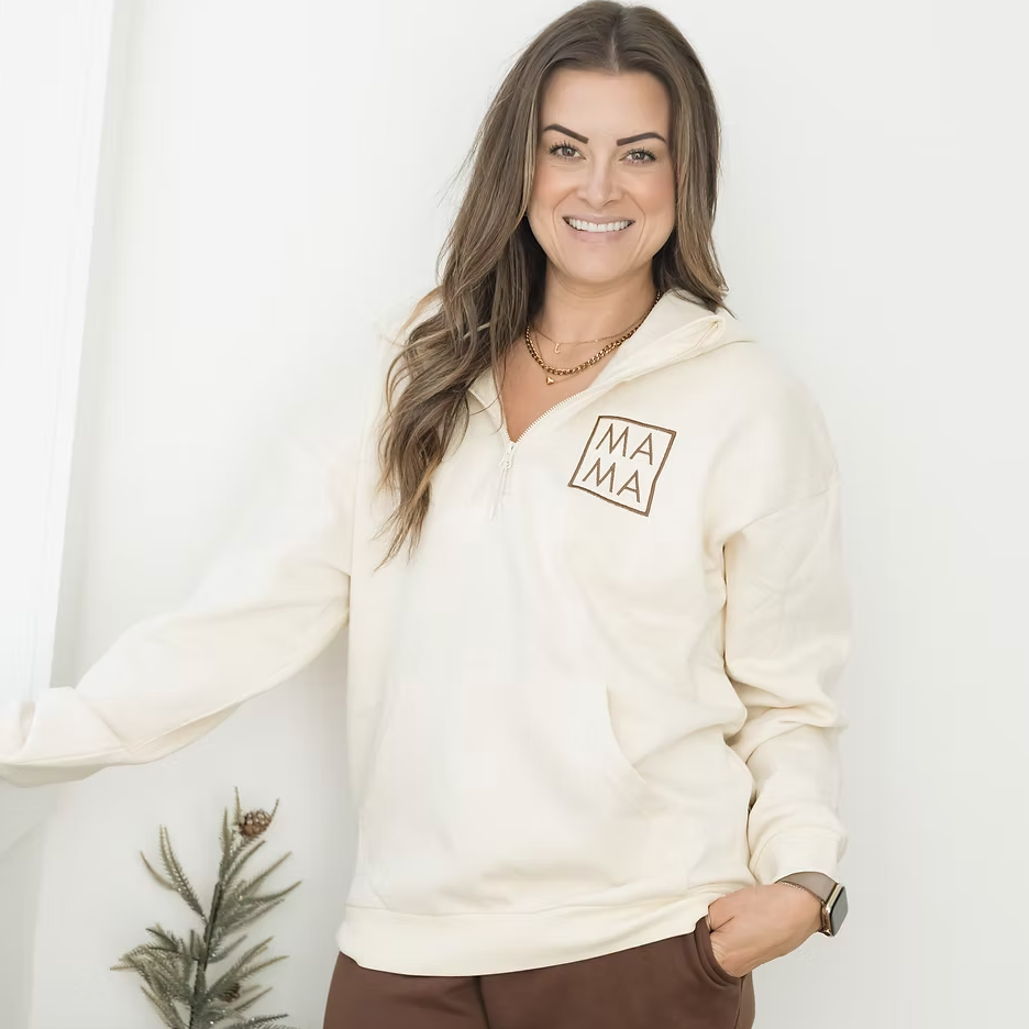ASHCO Oversized Half-Zip MAMA Hoodie