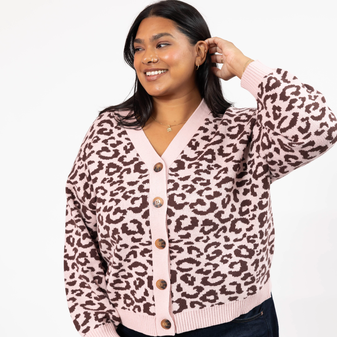 Smash & Tess LEOPARD Cardigan - Antique Rose/Black