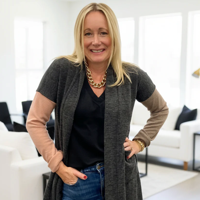 DOTTY Charcoal + Mink + Pink Cardigan