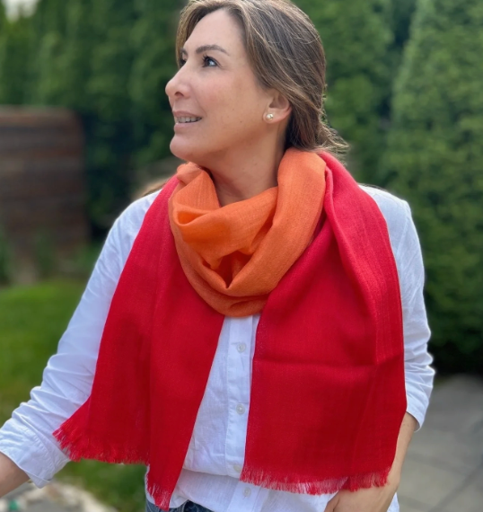 Andes Connection - Ocean Breeze Alpaca & Silk Shawl (Hand Dyed)