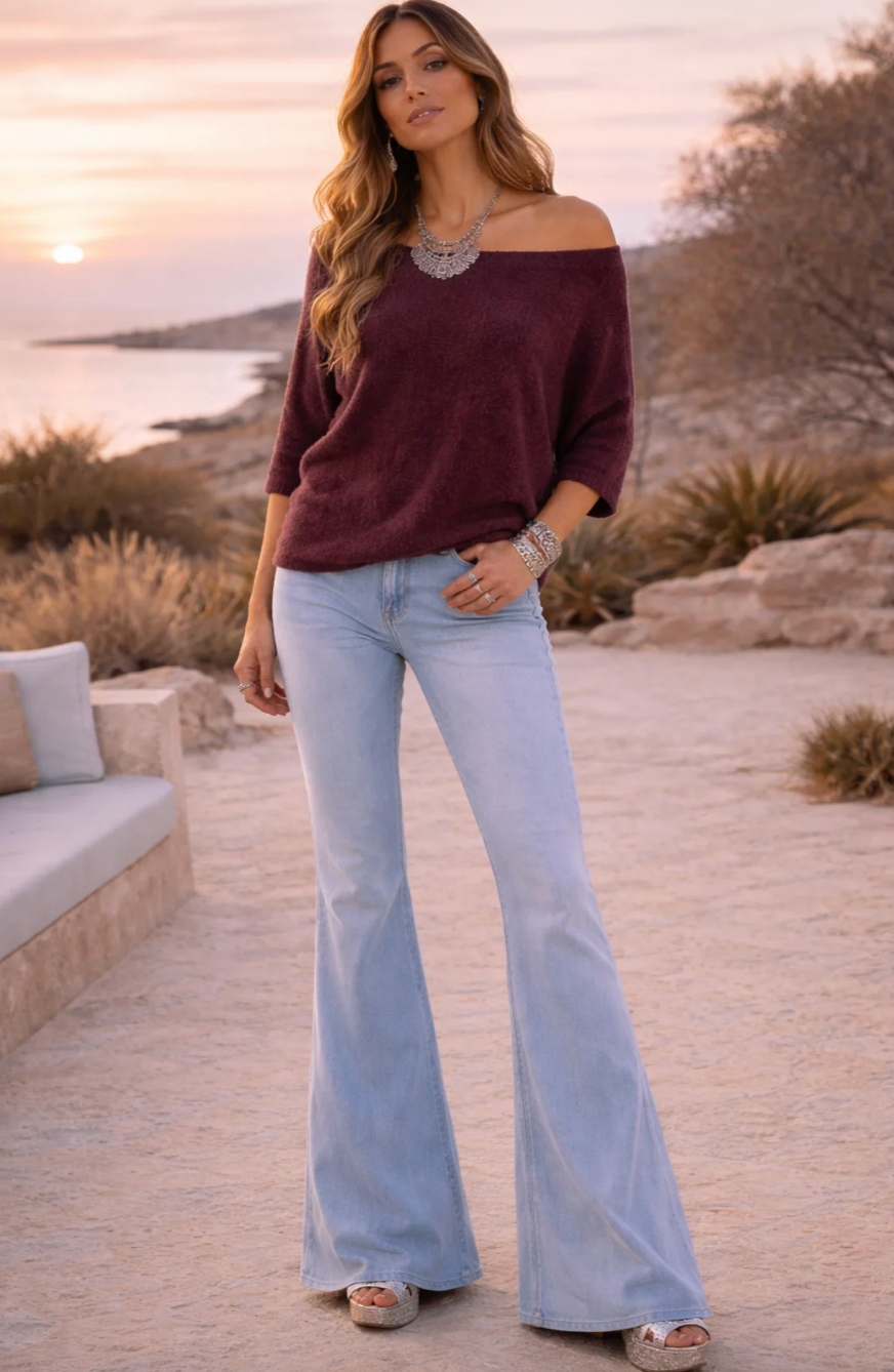 BAZ Fuzzy V-Neck Sweater