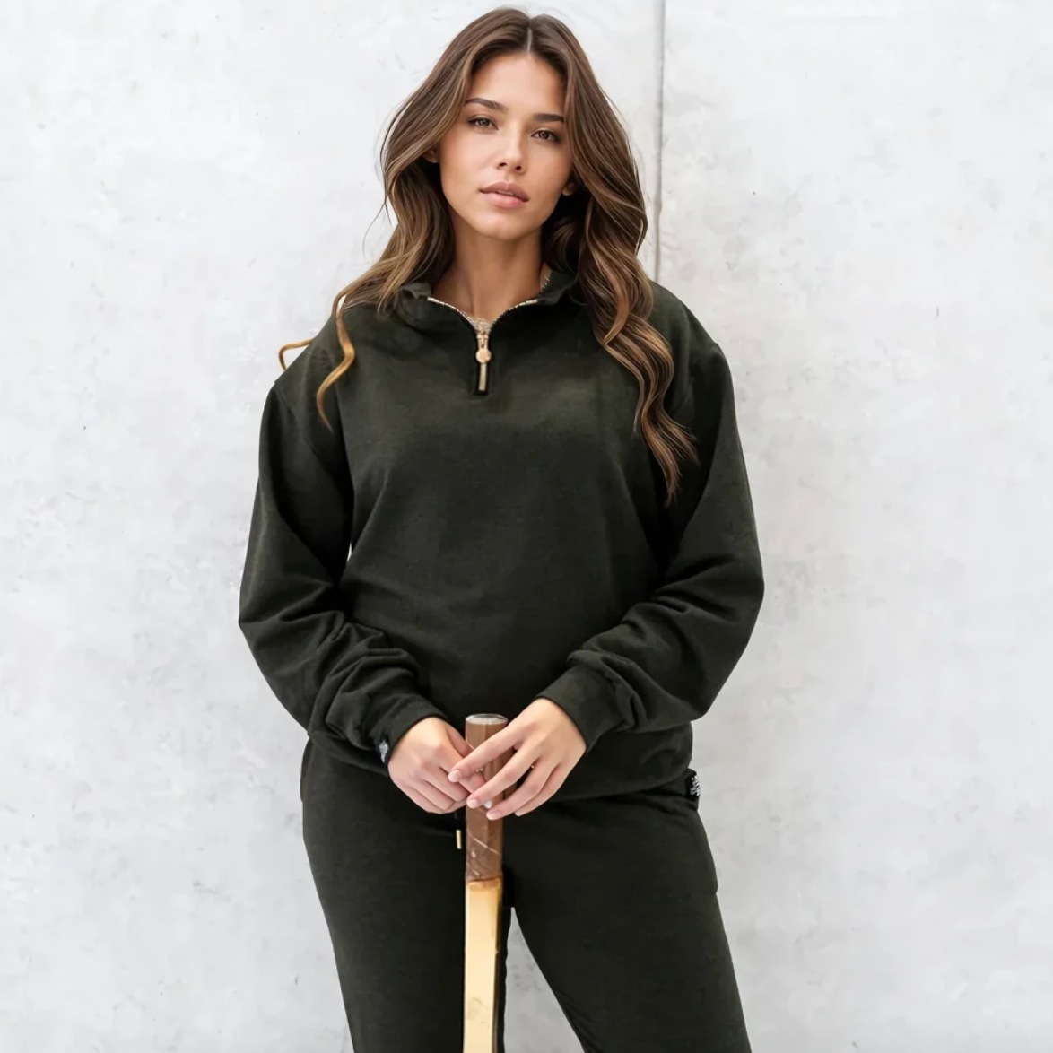 Olive + Splash 1/4 ZIP Bamboo Top