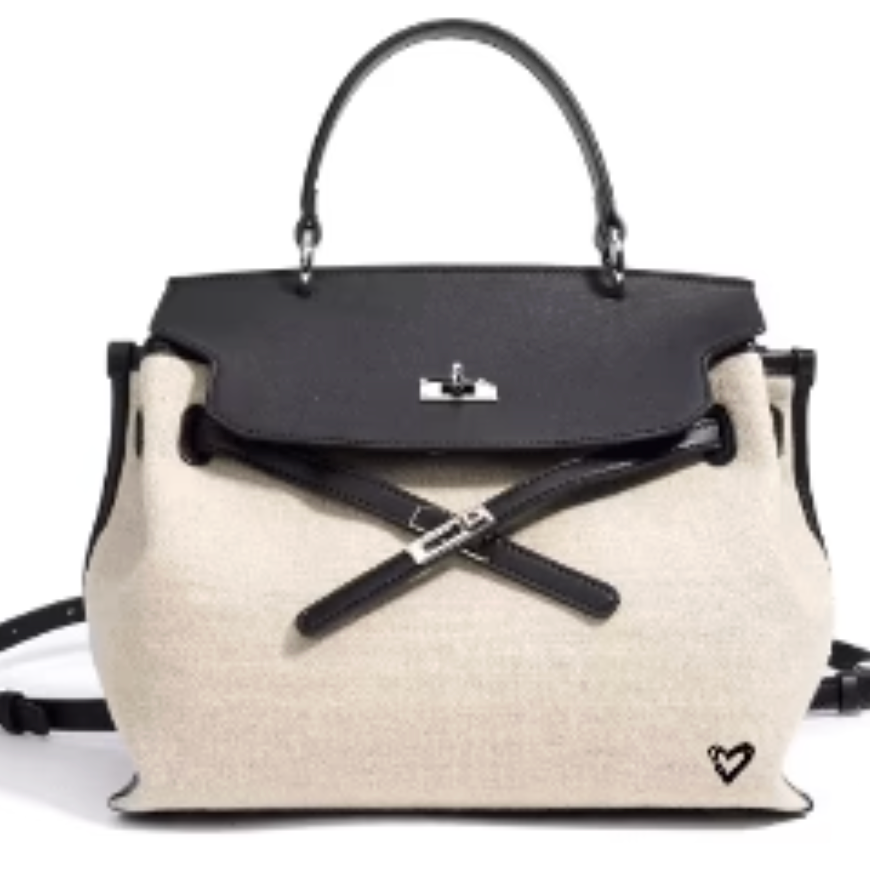preneLOVE ROSSEAU Genuine Leather & Linen Handbag / Backpack