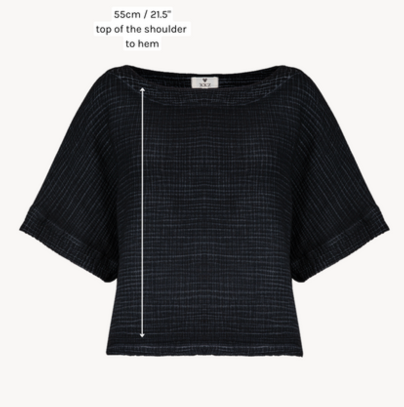 Pokoloko - Turkish Cotton Crinkle Denim Boat Top