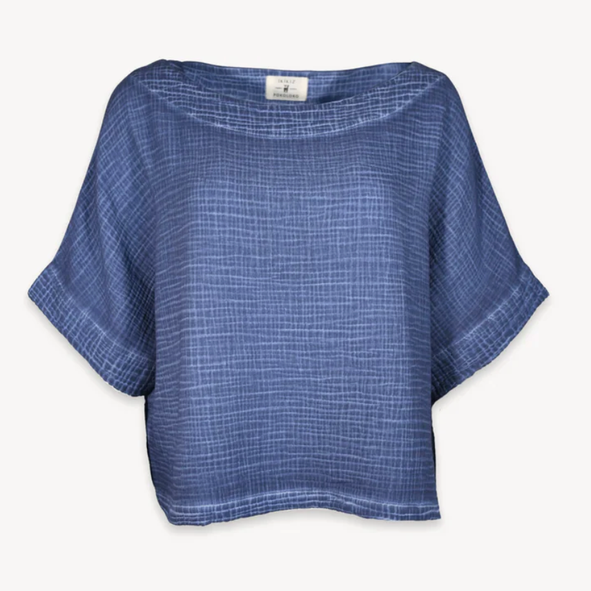 Pokoloko - Turkish Cotton Crinkle Denim Boat Top
