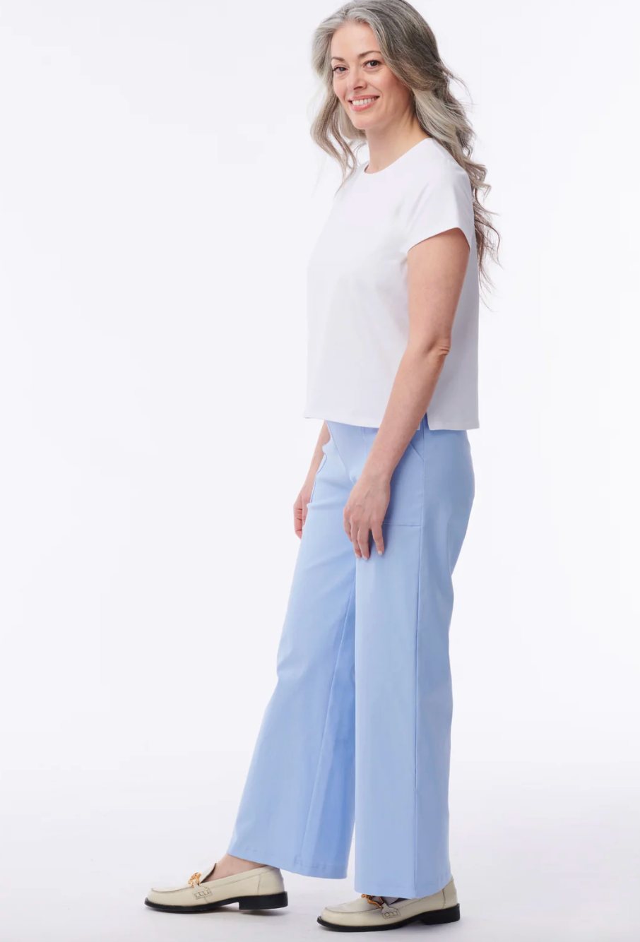 Helene Clarkson Design ANDORRA LIGHT BLUE Crop Pants with Pockets