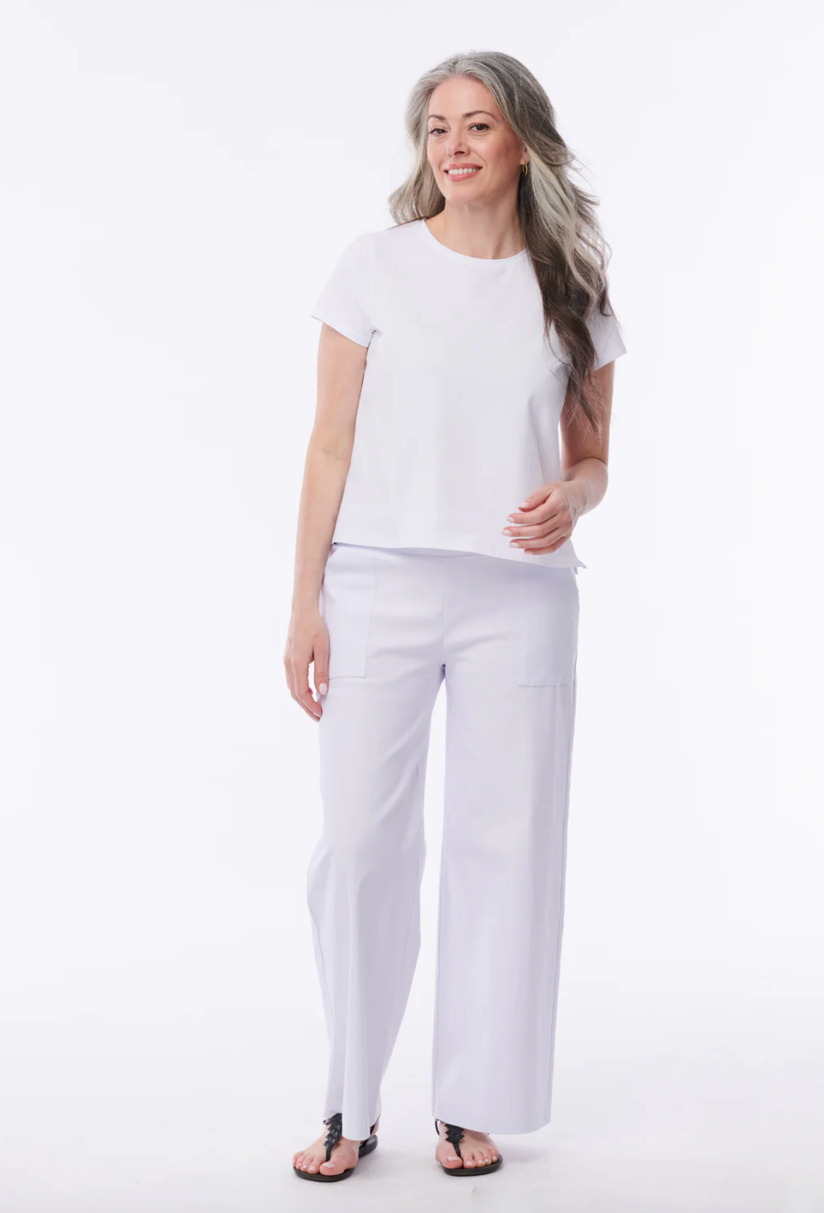 Helene Clarkson Design ANDORRA WHITE Crop Pants with Pockets