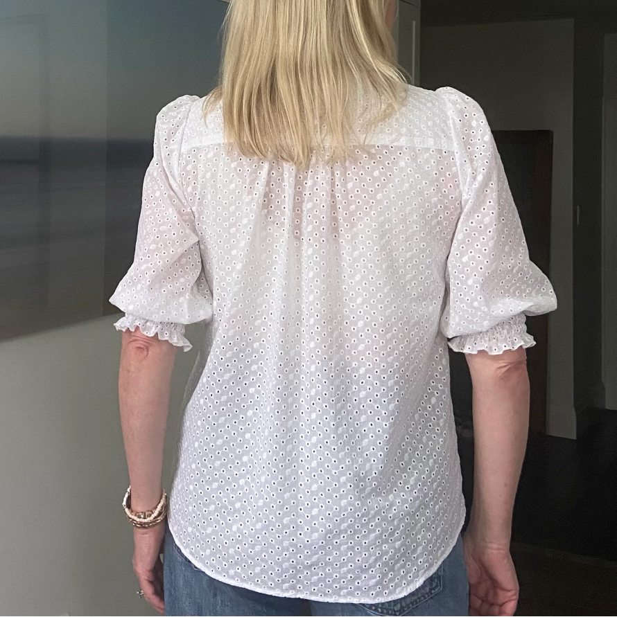 DOTTY White Eyelet Summer Blouse