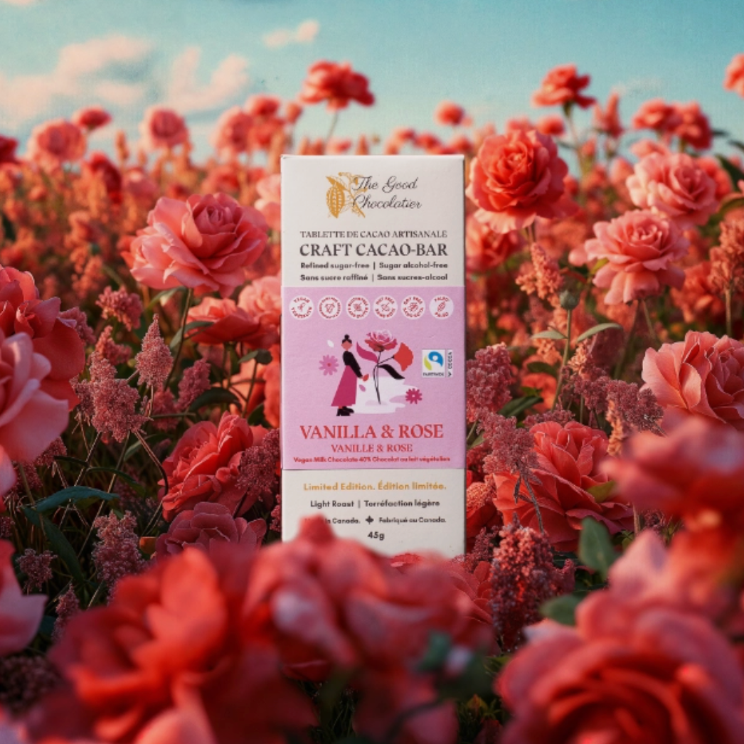 The Good Chocolatier - Vanilla Rose 40% Milk Chocolate Bar