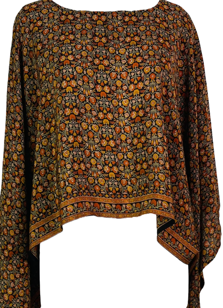 sariKNOTsari Avatar Pure Silk Kimono-Sleeved Top