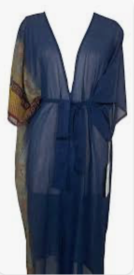 sariKNOTsari Avatar Long Pure Silk Kimono Sleeved Duster with Belt