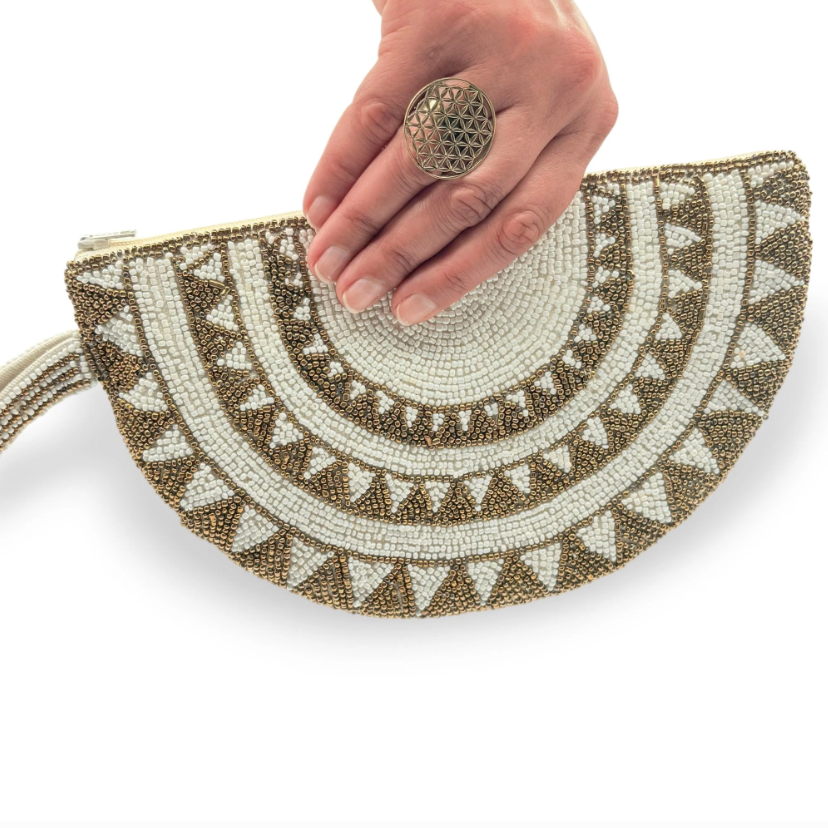 Dandarah - Half Moon Handbeaded Wristlet