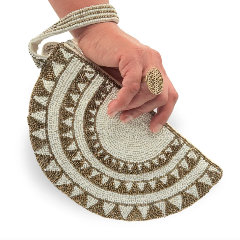 Dandarah - Half Moon Handbeaded Wristlet