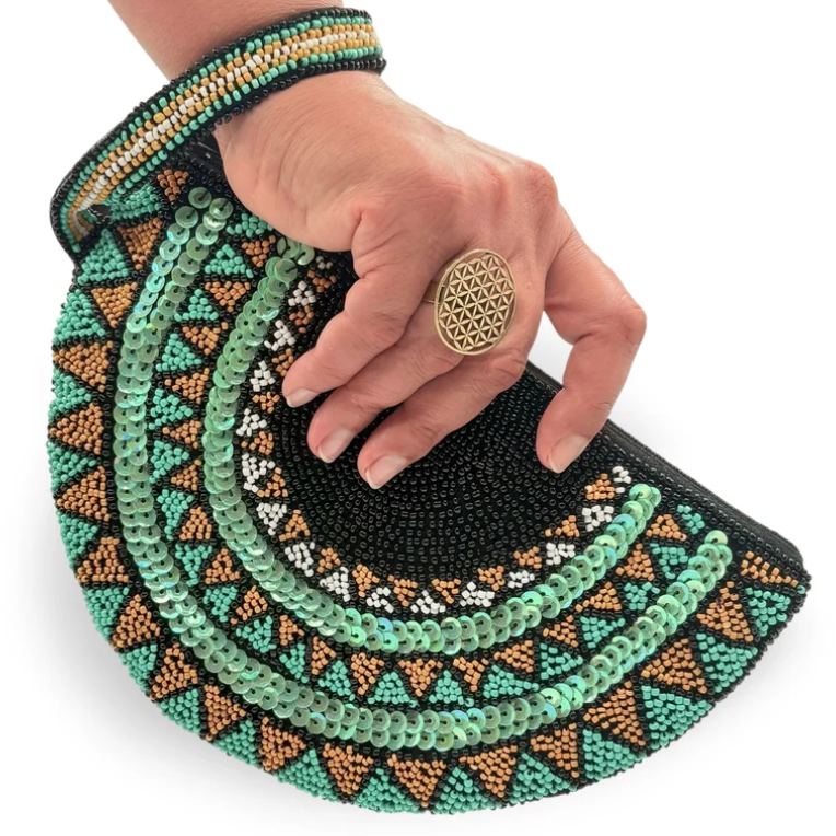 Dandarah - Half Moon Handbeaded Wristlet
