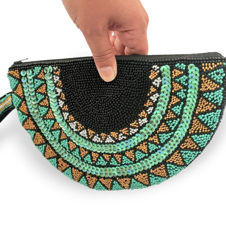 Dandarah - Half Moon Handbeaded Wristlet