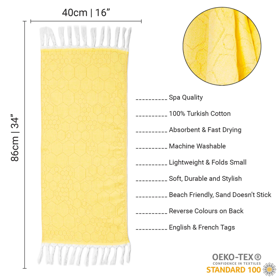 Pomp & Sass Turkish HAND Towel - Honeycomb
