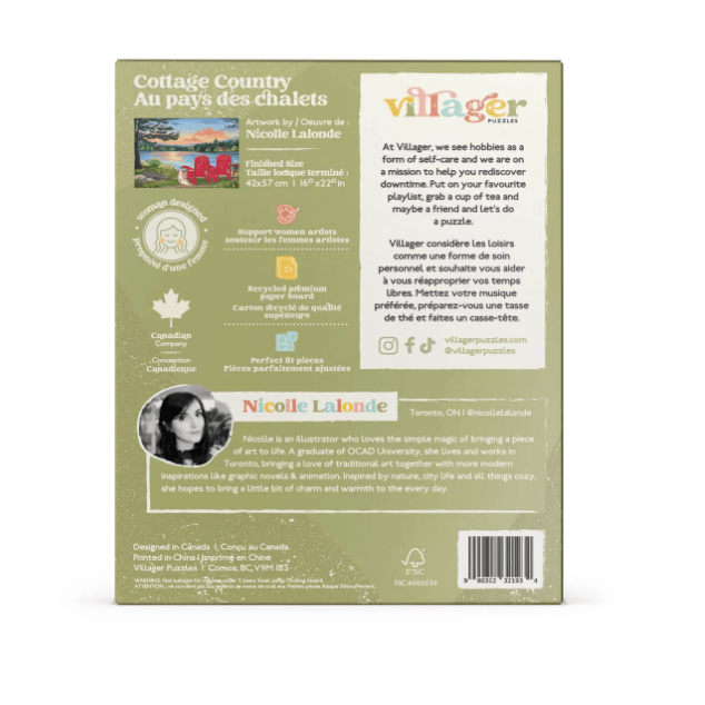 Villager Puzzles - COTTAGE COUNTRY 500-Piece Puzzle for Adults, Designed in Canada by Nicolle Lalonde
